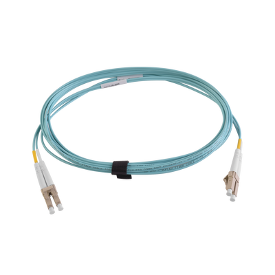 Jumper de Fibra Óptica Multimodo 50/125 XGLO OM3, LC-LC Duplex, OFNR, Color Aqua, 3 Metros (9.84 Pies) | FJ2-LCLC5L-03AQ