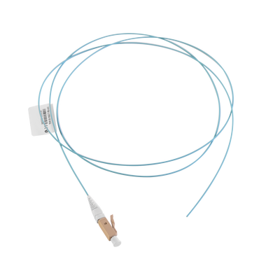 Pigtail de Fibra Óptica LC Simplex, Multimodo OM3 XGLO 50/125, OFNR, Color Aqua, 1 Metro (3.28 Pies) | FP1B-LC5L-01AQ
