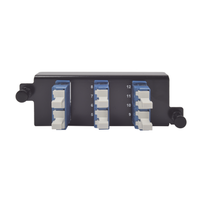 Placa Acopladora de Fibra Óptica Plug and Play, Con 6 Conectores LC Duplex (12 Fibras), Para Fibra Monomodo, Azul | PPM-F-LCU12-01