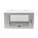 Gabinete de Pared de 6U con Puerta Perforada, 455 mm de Profundidad Total, Rack de 19'', Acero Reforzado Color Gris Mate | SR1906LH3PW