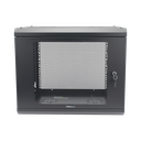 Gabinete de Pared de 9U con Puerta Perforada, 455 mm de Profundidad, Rack de 19'', Acero Reforzado Color Negro. | SR1909LH3P