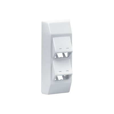 Soporte Con 4 Puertos Mini-Com, Con Bisagras de Instalación a Presión, Para Canaletas T45, Material PVC Rígido, Color Blanco Mate | T45HDBIW