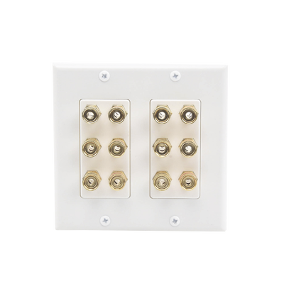 Placa de Pared | Postes de Unión Tipo Banana | Conexión para 6 Altavoces | Fácil Instalación | Conectores Chapados en Oro | EP-WP6S