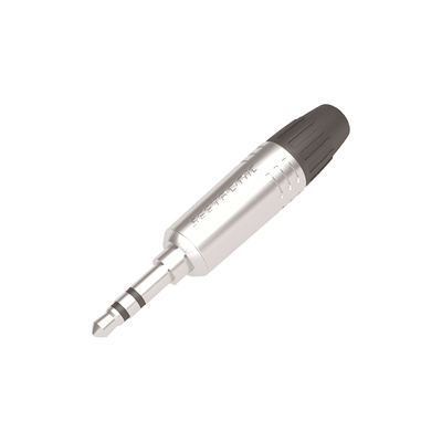 Conector Delgado Estéreo | 3.5 mm | Carcasa Cromada Perla | Contacto Niquelado | Cable OD 2-4,5 mm | M2TP3C