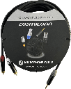 Cable 3.5mm a 2 RCA, conectores negros, con diferenciador de blanco y rojo en RCA MT380-RD - MT380-WH - MTP3C-BG, length 5m | CMC220AS-TP-2RM-5-YBG1