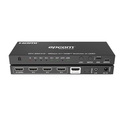 Switch HDMI 4x1 | 8K@60Hz 4:2:0 | 48 Gbps | ARC/eARC | Extracción de Audio | Gestión EDID | Control CEC | EPC-SWC41A