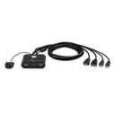 Switch KVM | USB FHD HDMI | de 2 puertos en formato cable | 1920x1080 @ 60Hz (FHD)| HDCP 1.4 | Conecta y controla 2 equipos con un solo monitor, teclado y mouse | CS22HF