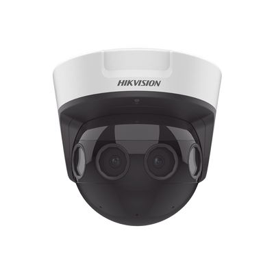 PanoVu Series / Vista Panorámica 180° / 32 Megapixel en Total / 4 Lentes 2.8 mm (4 Lentes 8 Megapixel) / 20 mts IR / Exterior IP67 / IK10 / 12 Vcc / PoE+ / Micro SD | DS-2CD6984G0-IHS(D)