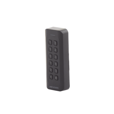Lector de Tarjetas PROX EM y Contraseñas / Exterior IP65 / Wiegand / Compatible con Cualquier Panel / PERFIL DELGADO y ESTETICO / Indicador LED | DS-K1802EK