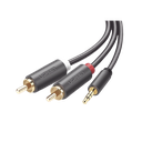 Cable Adaptador de 3.5mm Macho a 2 RCA Macho / 3 Metros (9.84 Pies) / Color Gris / Blindaje Múltiple / ABS / Alta Calidad | 10512
