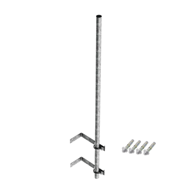 Mástil de 3 m de 1-1/4" diámetro ced. 30 con Herrajes para Sujeción a Pared. | SMR-P1