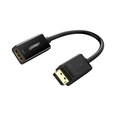Convertidor DisplayPort a HDMI 4K| 3D | HDR | Blindaje Interno | Botón Liberador | Carcasa de ABS | Plug & Play | CE, FCC, RoHS | Cable de 25 cm (9.84 Pulgadas). | 40363