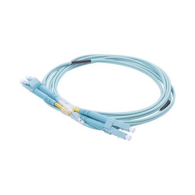 Jumper de Fibra Óptica Multimodo OM3 50/125 LC-LC OFNR (Riser), 2.0 mm, Dúplex, Aqua, 2 Metros (6.56 Pies) | LP-FOM3-LCLC-R02