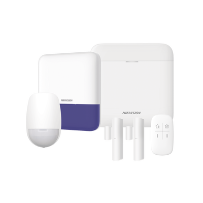(AX PRO) KIT de Alarma AX PRO / Incluye: 1 Hub con bateria de respaldo / 1 Sensores PIR / 2 Contactos Magnéticos / 1 Control Remoto / 1 Sirena Inalambrica Exterior / WiFi / Compatible con Hik-Connect P2P | AXPRO-KIT