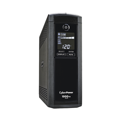 UPS de 1500 VA/900 W, Topología Línea Interactiva, Entrada 120 Vca NEMA 5-15P, Tipo Mini Torre, Con 12 Tomas NEMA 5-15R | CP1500AVRLCDA