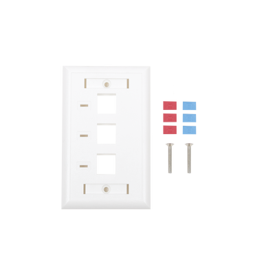 Placa de Pared, de 3 Puertos, Keystone, con Espacio para Etiqueta - Color Blanco | LP-FP-23