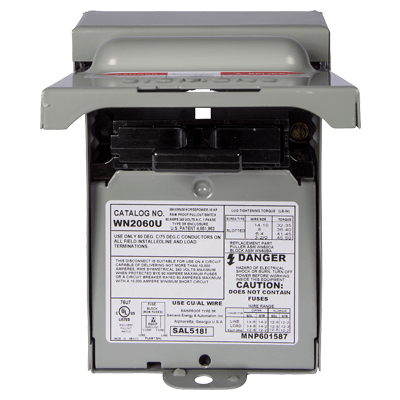 Interruptor de seguridad 2x60Amp. Nema 3R, Sin Portafusible | WN2060U