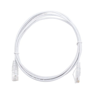 Cable de Parcheo Slim UTP Cat6 - 2 Metros (6.56 Pies) Blanco Diámetro Reducido (28 AWG) | LP-UT6-200-WH28