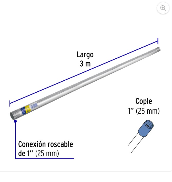 SSMTUB Tubo Conduit 1' galvanizado 3 m pared gr Mod:  45288