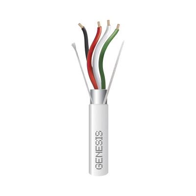 Bobina de 305 Metros (1000 Pies) de Cable 4 x 22 AWG BLINDADO / RISER / Color Blanco / Para Aplicaciones de Audio, Seguridad y Control | 2204-1101