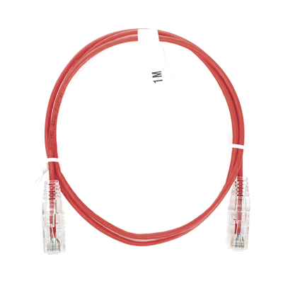 Cable de Parcheo Slim UTP Cat6 - 1 Metro (3.28 Pies), Rojo, Diámetro Reducido (28 AWG) | LP-UT6-100-RD-28