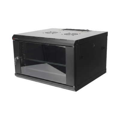 Gabinete de Pared PRECISION 19 in 6UR (455mm) - Cristal Templado. Incluye: 2 Ventiladores y Panel Cepillo | PS06550G
