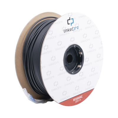 Carrete de Fibra Óptica Monomodo con Conectores SC-SC Duplex, Reforzada con Kevlar, de 200 Metros (656.17 Pies), Para Instalaciones Subterráneas por Tubería | EF-200-SC