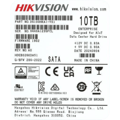 Disco Duro Enterprise  / 10 TB / SATA 6 Gbit/s / 7200 rpm / Caché 256 MB / Diseñado para Operación 24/7 | DS100HKVS-VX1