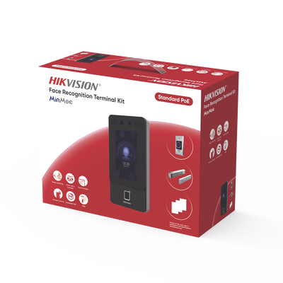 Kit Terminal Reconocimiento Facial / 1500 Rostros + 3000 Huellas + 3000 Tarjetas / Pantalla Táctil 4.3" / 2 MP Gran Angular / PoE + / Alimentación Cerradura / IP65 / Wi-Fi + Audio Bidireccional / Reconocimiento con Mascarilla | DS-KAS342