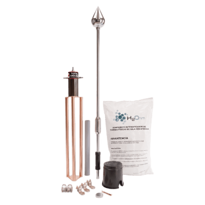 Kit Pararrayo con Punta de Aluminio con Avance de Cebado de 60 m. y Accesorios de Instalación en Torre. | KIT-MASTER-PE15-ALU