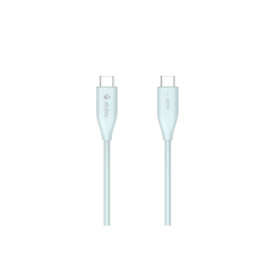 Cable de Carga USB-C a C 1 Metro (3.28 Pies) / Tecnología GaN (Nitruro de Galio / Fast-Charging / Potencia 60W / Velocidad Transferencia 480 Mbps / Material Silicona No Tóxica / Conector Aluminio Anodizado | AK-PAC6S-B-1M