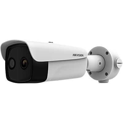 (HIKMICRO) Bala IP Bi-Espectral / Térmica (384 X 288 / 9.7 mm) / Óptico (4 MP / 6.4 mm) / IA GUANLAN / Rango: -20°C a 150°C / 8°C Tolerancia / Detección de Fuego y Humo / Alarma Visual y Audible / Dual Light / PoE / Antico | HM-TD2638-10/G1/T3Y