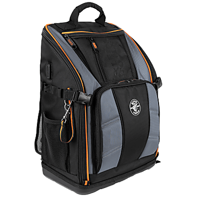 Mochila Profesional para Herramientas / 27 Bolsillos / Acceso Rápido y Estación de Trabajo / Base Moldeada Ancha / Interior Naranja / USB-C / Soporte para Lámpara | 62482