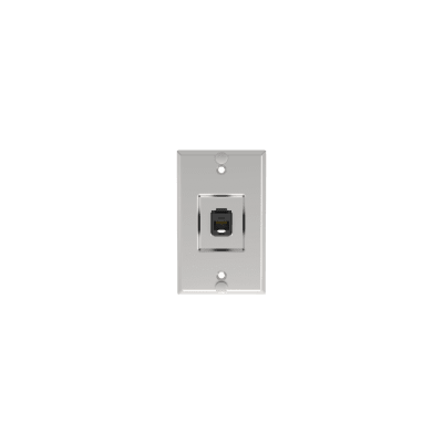 Placa de Pared Telefónica, Salida de 1 Puerto Keystone, Con Jack Cat5e Estilo TP, de Acero Inoxidable | KWPK5E