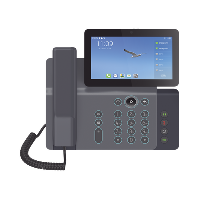 Videoteléfono IP inteligente Insignia, Android 9.0, 20 líneas SIP, pantalla a color 7" ajustable, Teclado de iluminación configurable, PoE, conferencia local de 10 vías. | V67