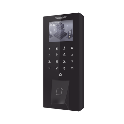 Biometrico IP65 WiFi PoE para Acceso y Asistencia / 5,000 Huellas y Tarjetas / Administración en la Nube con HikConnect Teams / Salida 12 Vcd para Chapa | DS-K1T807MBFWX-E1