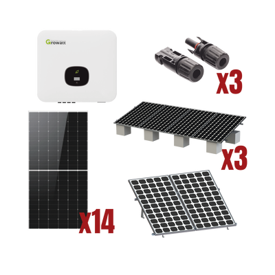 Kit Solar Interconexion  / 8kW  220Vca / Inversor GROWATT / Montaje Incluido | MIN8000KIT1