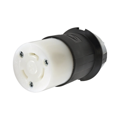 Conector Industrial con Bloqueo de Media Vuelta / 30 A 250 V CA / 2 Polos 3 Hilos / Color Blanco y Negro / Nema L6-30R. | HUB-HBL-2623