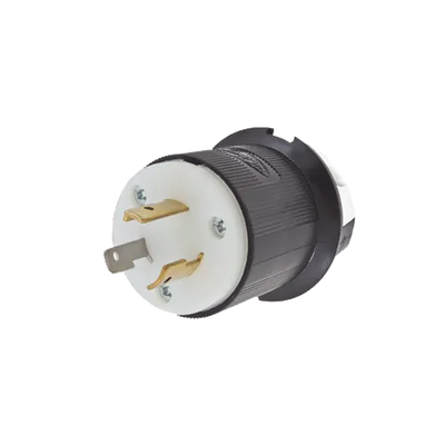 Clavija Industrial con Bloqueo de Media Vuelta / 20 A 125 V CA / 2 Polos 3 Hilos / Color Blanco y Negro / Nema L5-20P. | HUB-HBL2311