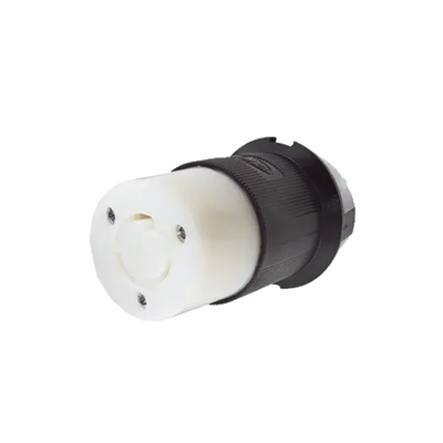 Conector Industrial con Bloqueo de Media Vuelta / 20 A 125 V CA / 2 Polos 3 Hilos / Nema L5-20R / Color Blanco y Negro. | HUB-HBL-2313