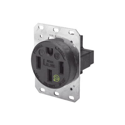 Receptáculo Recto de 50 A 125/250 V CA 3 Polos 4 Hilos (Nema 14-50R). | HUB-HBL-9450A