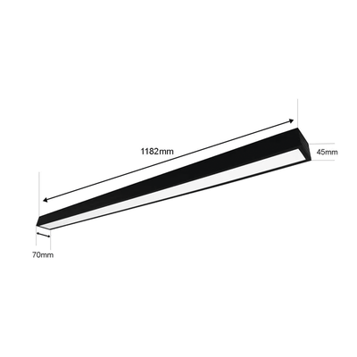 Panel LED Suspendido 22 W / 127 Vca~60Hz / Flujo luminoso 1 980 lm / Medidas 1182 x 70 x 45 mm  / TCC 6 500 K / Ángulo de Luz de 140°. | JLPP-22M