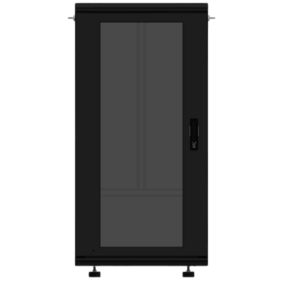 Gabinete Rackeable 19 Pulgadas / 24 Unidades / Piso / Puerta de Cristal / Acero Calibres 16-18-20 / Capacidad 750 Kg / Dimensiones 600x605x1190 mm (23.6x23.8x46.9 in) / Ventilación 120 mm / Cerradura | LES-60-60-24UG