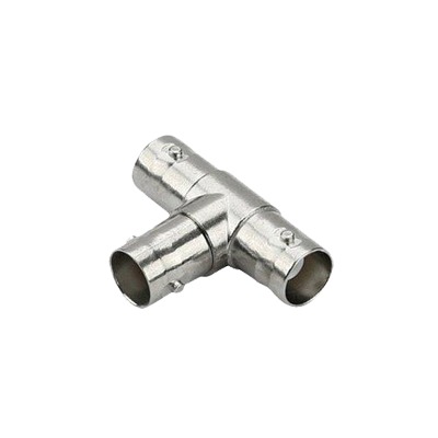Adaptador en T para 75 Ohm de triple conectores BNC Hembras, Níquel/ Oro/ Teflón. | TT-RG-10