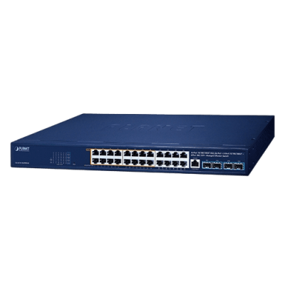 Switch Gestionado PoE++ 802.3bt / 16 Puertos Gigabit PoE++ 95W + 8 Puertos Gigabit + 4 Puertos 10G SFP+ / Presupuesto PoE 420W / IPv6/IPv4 / L2/L4 / ERPS / CloudNMS / Rack 440 mm (17.3 in) | GS-4210-16UP8T4X