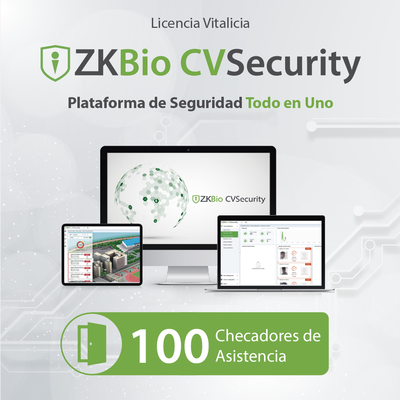 Licencia para ZKBio CVsecurity permite gestionar hasta 100 dispositivos para tiempo y asistencia | ZKCVTAP100