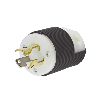 Clavija Industrial con Bloqueo de Media Vuelta / 15 A 125 V CA / 2 Polos 3 Hilos / Color Blanco y Negro / Nema L5-15P. | HUB-HBL-4720C