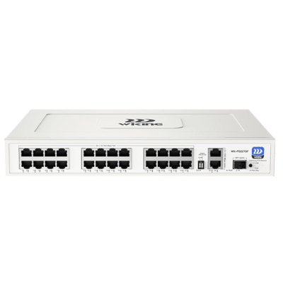 Switch no administrable PoE WI-TEK / 24 Puertos 10/100 Mbps PoE af/at / 2 Puertos Uplink Gigabit / 1 Ranura SFP 1000 Mbps / Presupuesto 270 W / Puerto 1 Hi-PoE 60W | WK-PS227GF