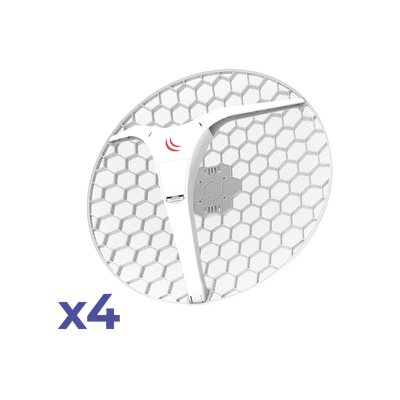 (LHG XL 5 ac 4 Pack) CPE y PtP en 5GHz  802.11 a/n/ac con Antena de Rejilla de 27dBi. "Ahora con Más Velocidad y Mayor Distancia" | RBLHGG-5ACD-XL4PACK