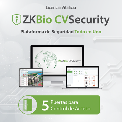 Licencia ZKBio CVSecurity / 5 Puertas / Vitalicia / Compatible InBioPro InBio APX / Green Label | ZKCVACP5